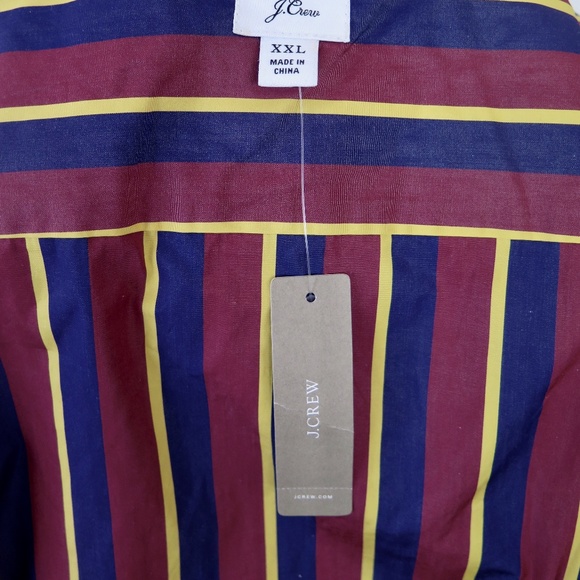 J. Crew Thomas Mason Classy Burgundy Navy Stripe Billow Sleeve Blouse NWT - Picture 10 of 12